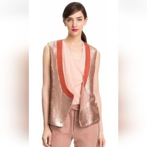 New Diane Von Furstenberg Rose Gold Shimmer Vest
